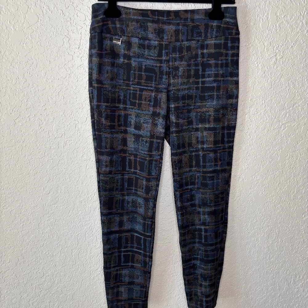Lisette Black Gray Brown Plaid Check Print Dress Pull-On Pants Women's Size 6